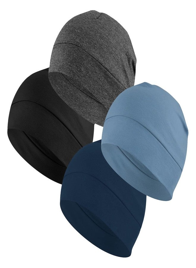 Headshion Cotton Skull Caps for Men Women,4-Pack Lightweight Beanie Sleep Hats Breathable Helmet Liner - Image 1